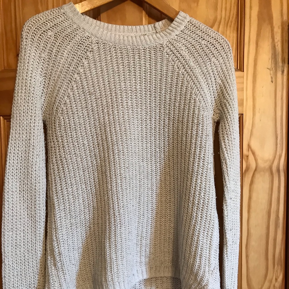 Cream sweater with gold threads